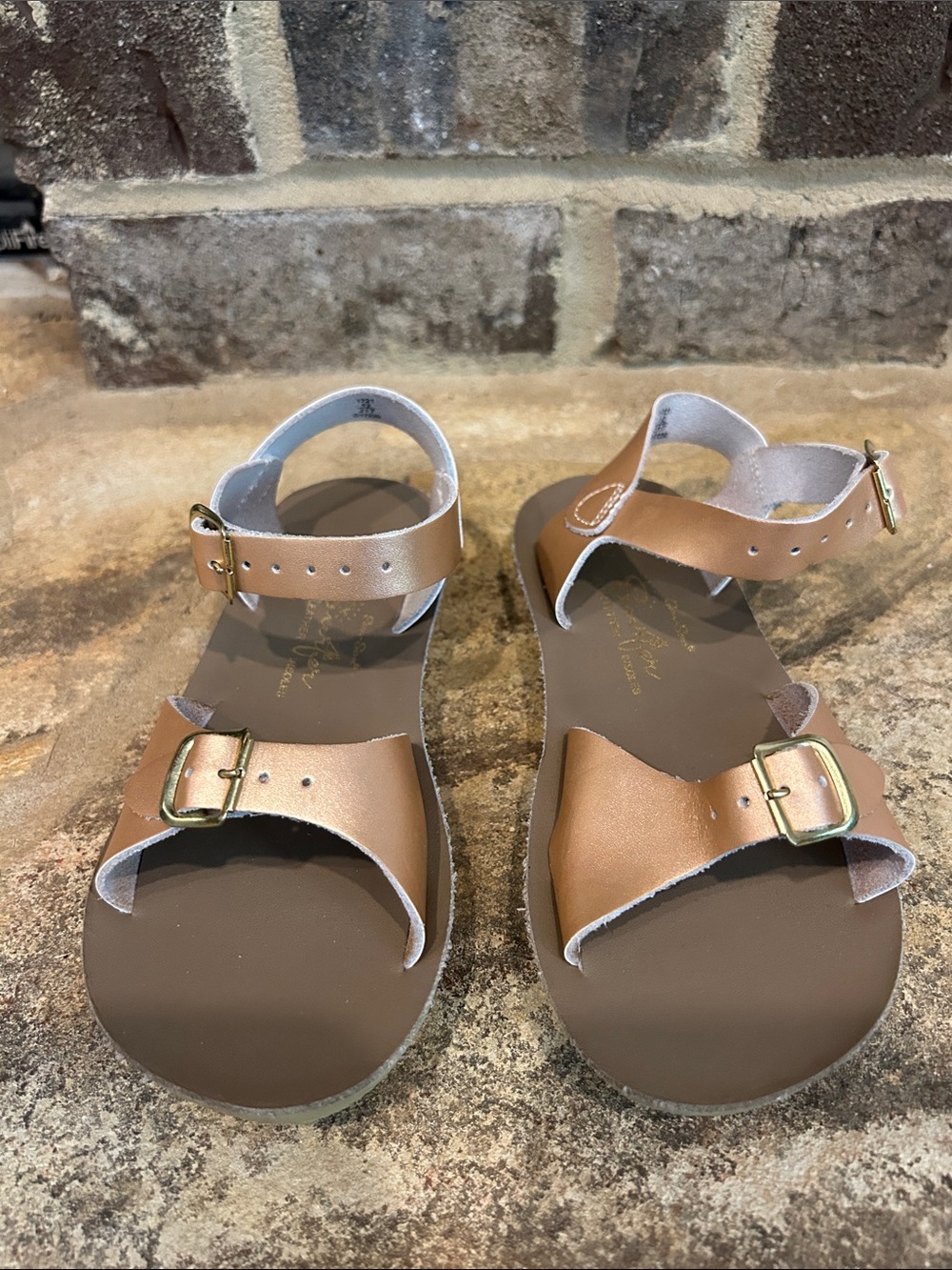 Little Girls Size 12 Saltwater San Sun Surfer Buckle Sandals Rose Gold